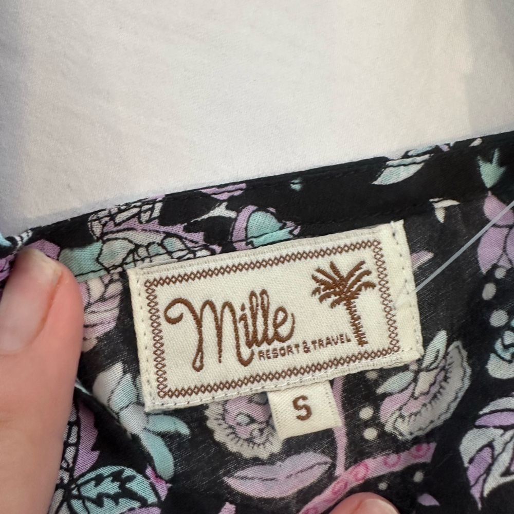 Mille resort & travel Clara cotton ruffle midi dress in tropical night. Size S - Picture 5 of 8